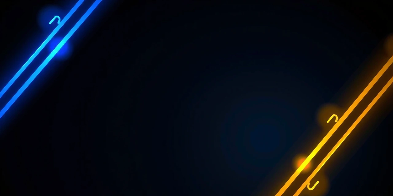 Fondo abstracto con marcas de interrogación y líneas de luz azul y amarilla